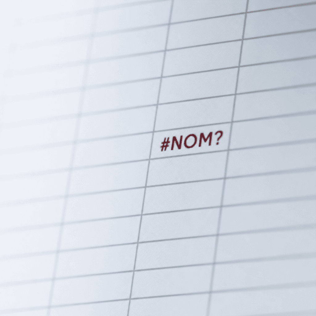 Une cellule de tableur affichant l’erreur #NOM?